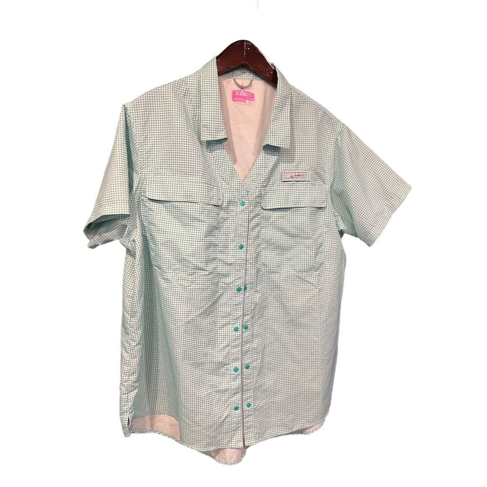 Habit Women's 2XL Multicolor Check Button-Up Shirt UPF 40+ Vented Back